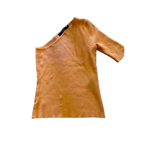 Vero Moda NWT Ribbed One Shoulder Short Sleeve Top XS Orange Casual Knit​ - Picture 1 of 8